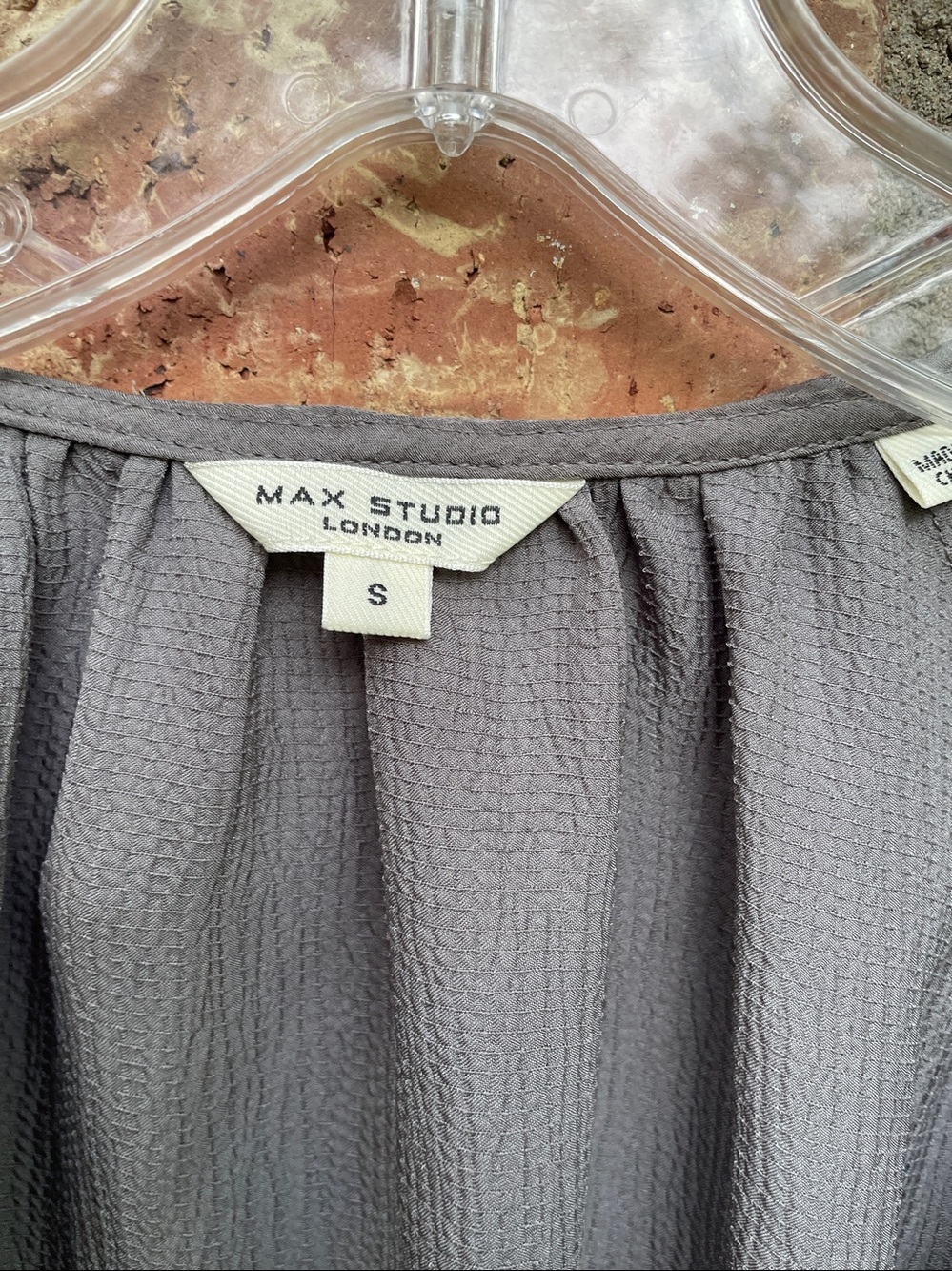 Max Studio Gray Ruffle Front Long Sleeve Blouse - Picture 5 of 6